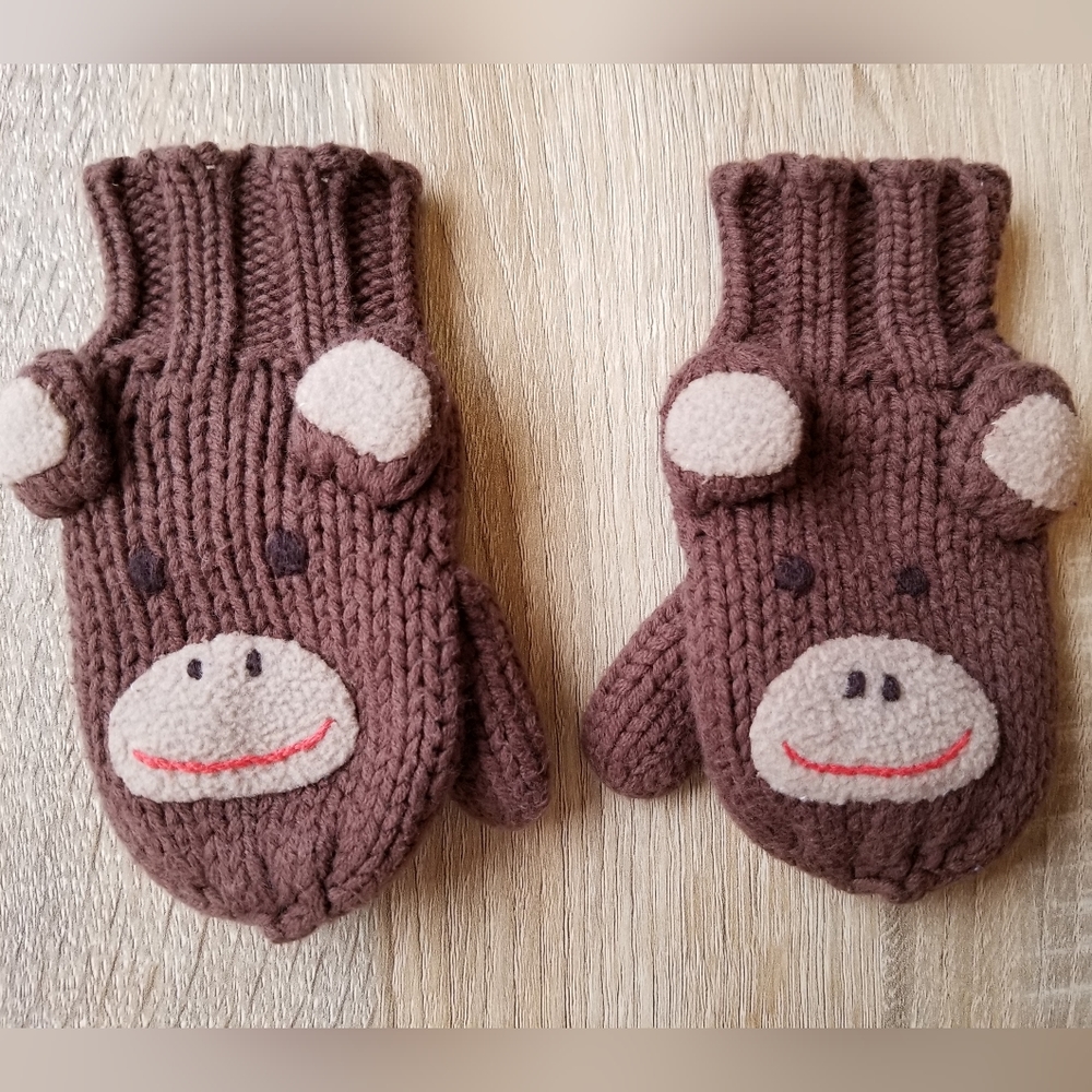 2011 vguc Mini Boden 12-24 months knit monkey hat & gloves FREAKING ADORABLE! - Picture 10 of 14